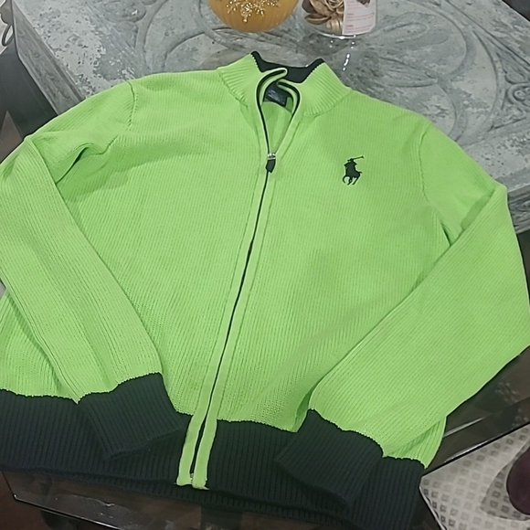RALPH LAUREN WOMENS LARGE ZIP UP KNIT LARGE LOGO SWEATHER - Picture 1 of 6